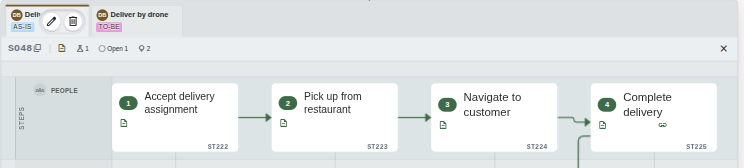 A hovered solution tab showing its edit and delete controls inside the tab, above the header's badge row - click to view full-size