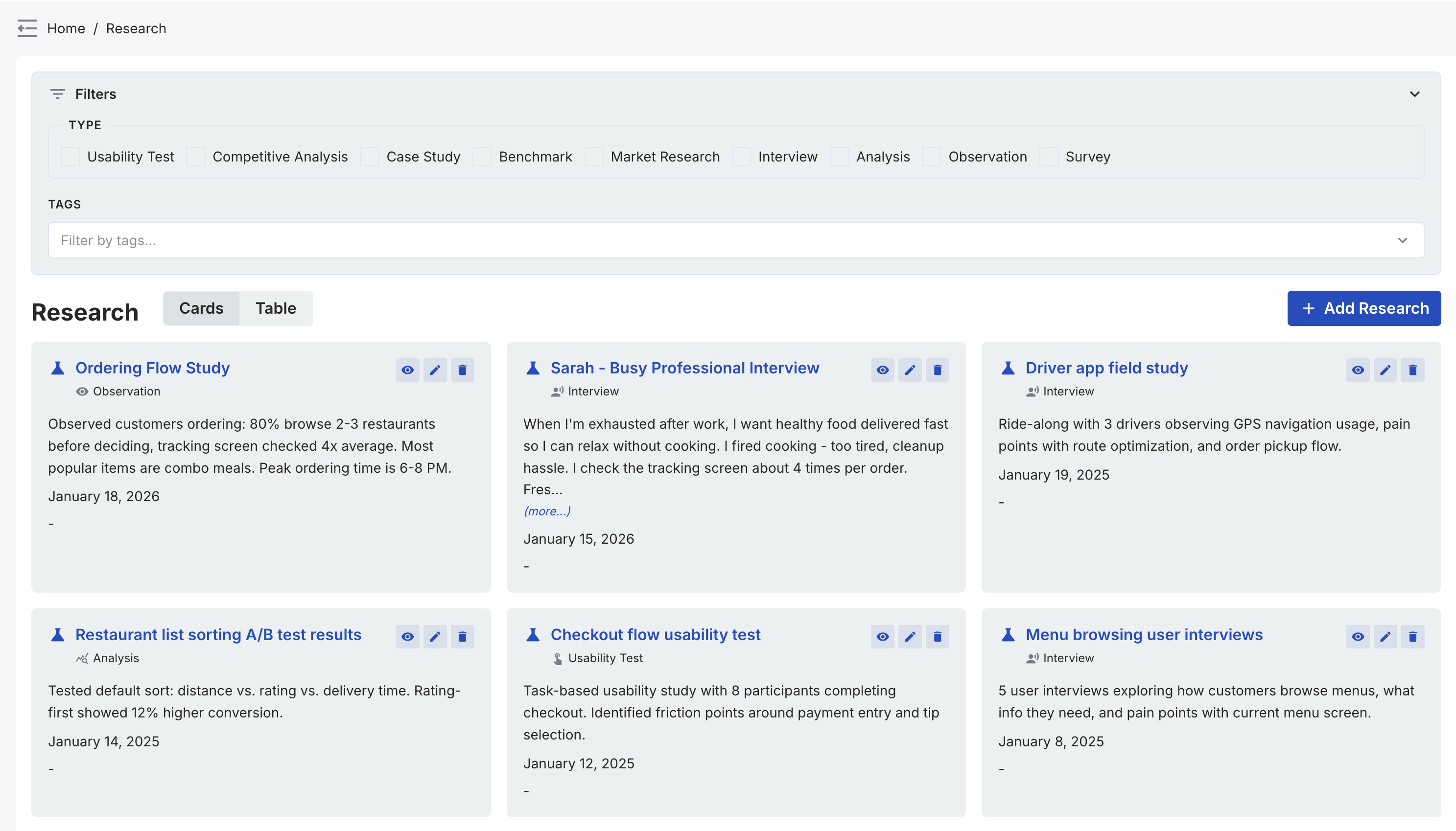Entity browser table view with sortable columns, type badges, and bulk actions - click to zoom