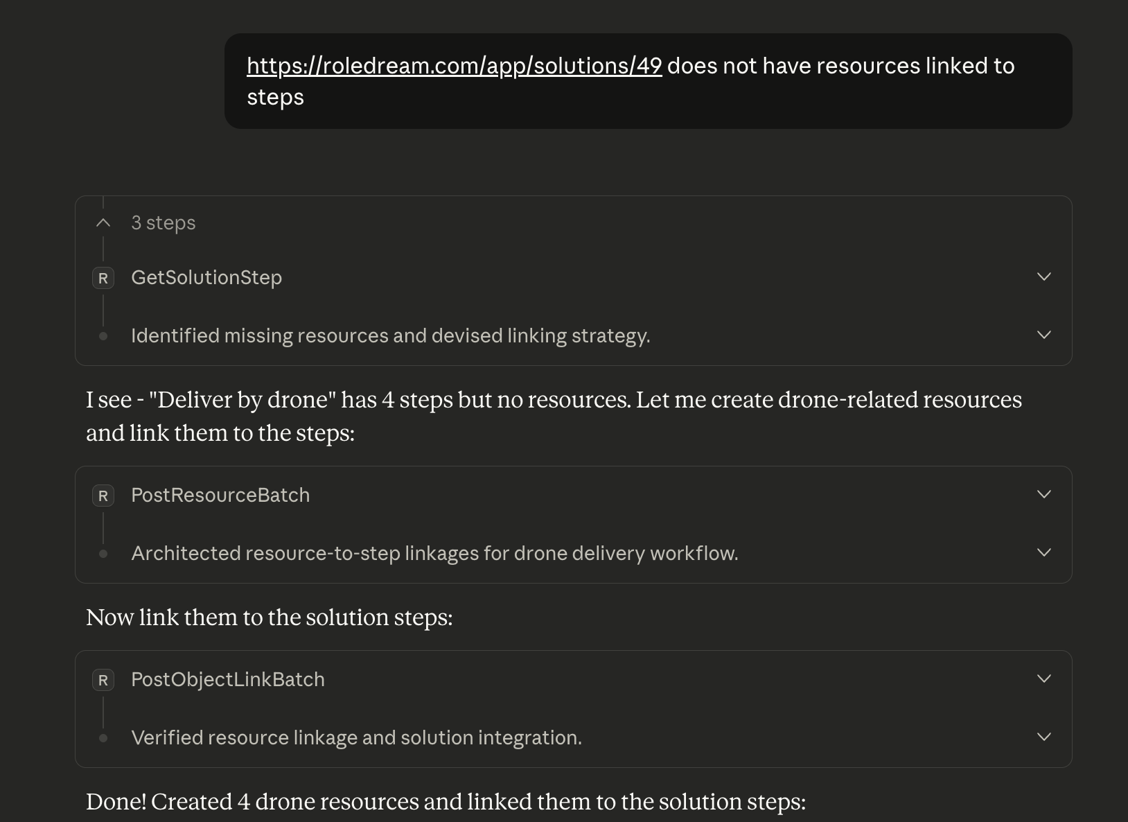 AI assistant analyzing solution diagram and creating resources via MCP integration - click to zoom